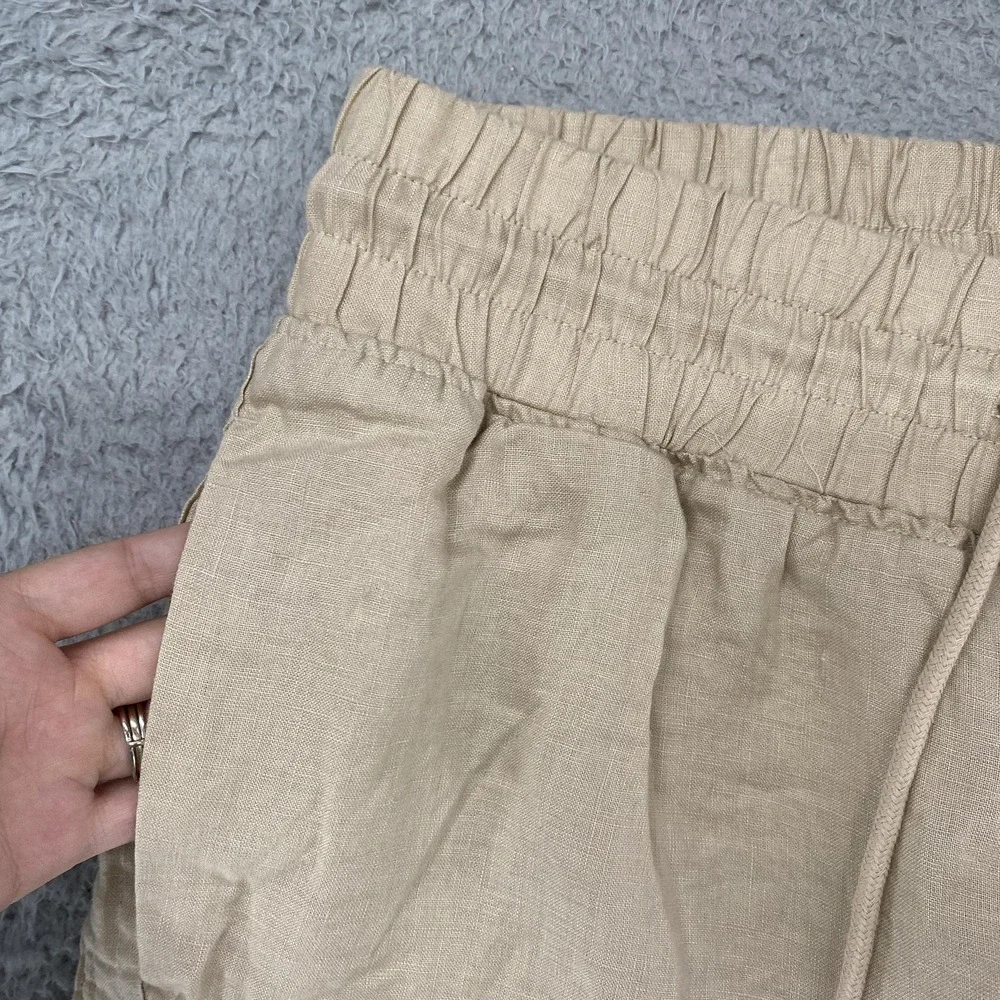 Quince Linen Wide Leg Pants Womens Large Beige Driftwood Beach Minimalist